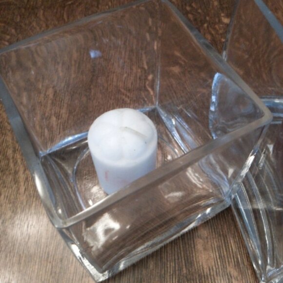 Heavy Square 4" Glass Candle Holder/Vases/Terrarium - Picture 1 of 5